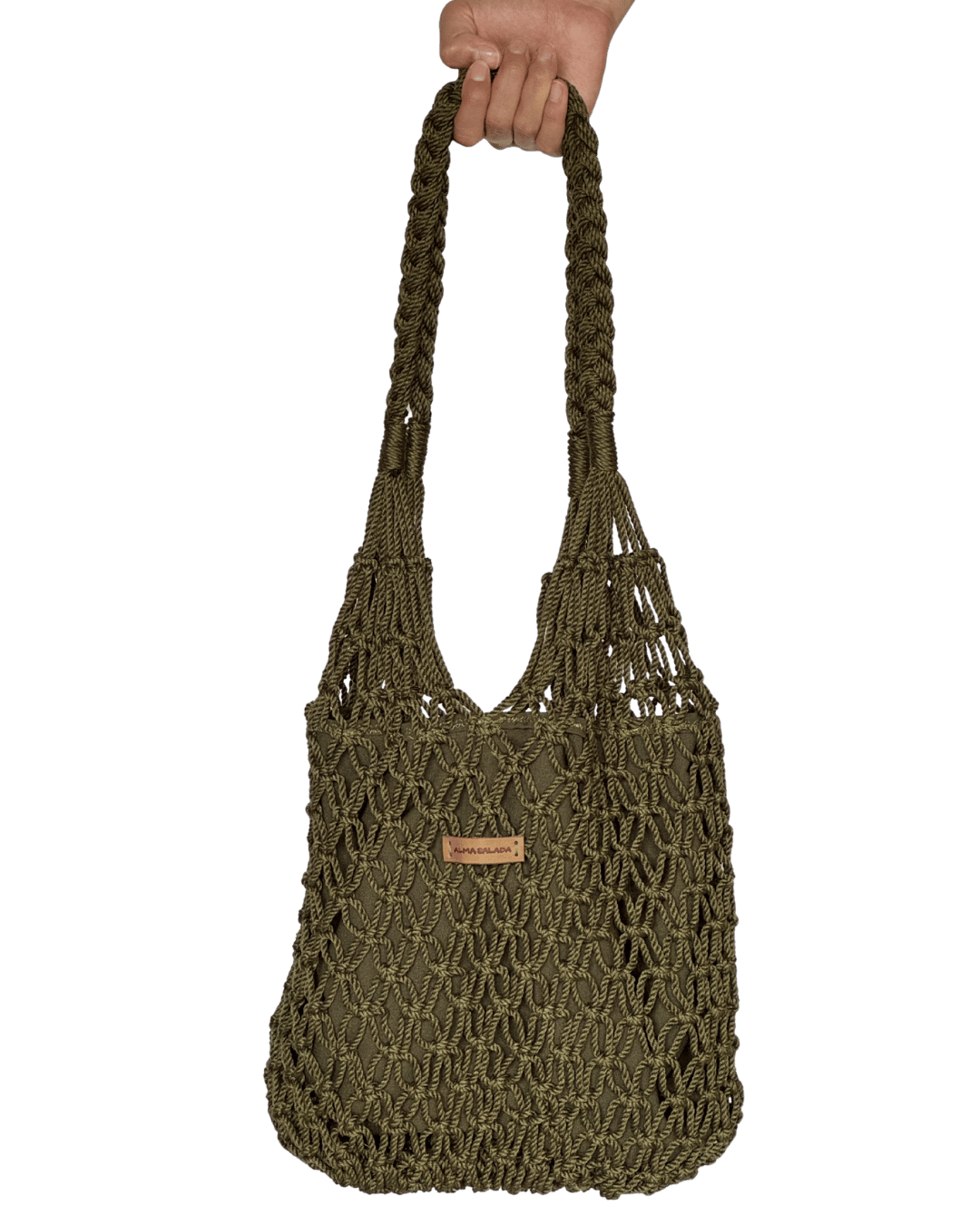 Bolso Macramé Verde Militar