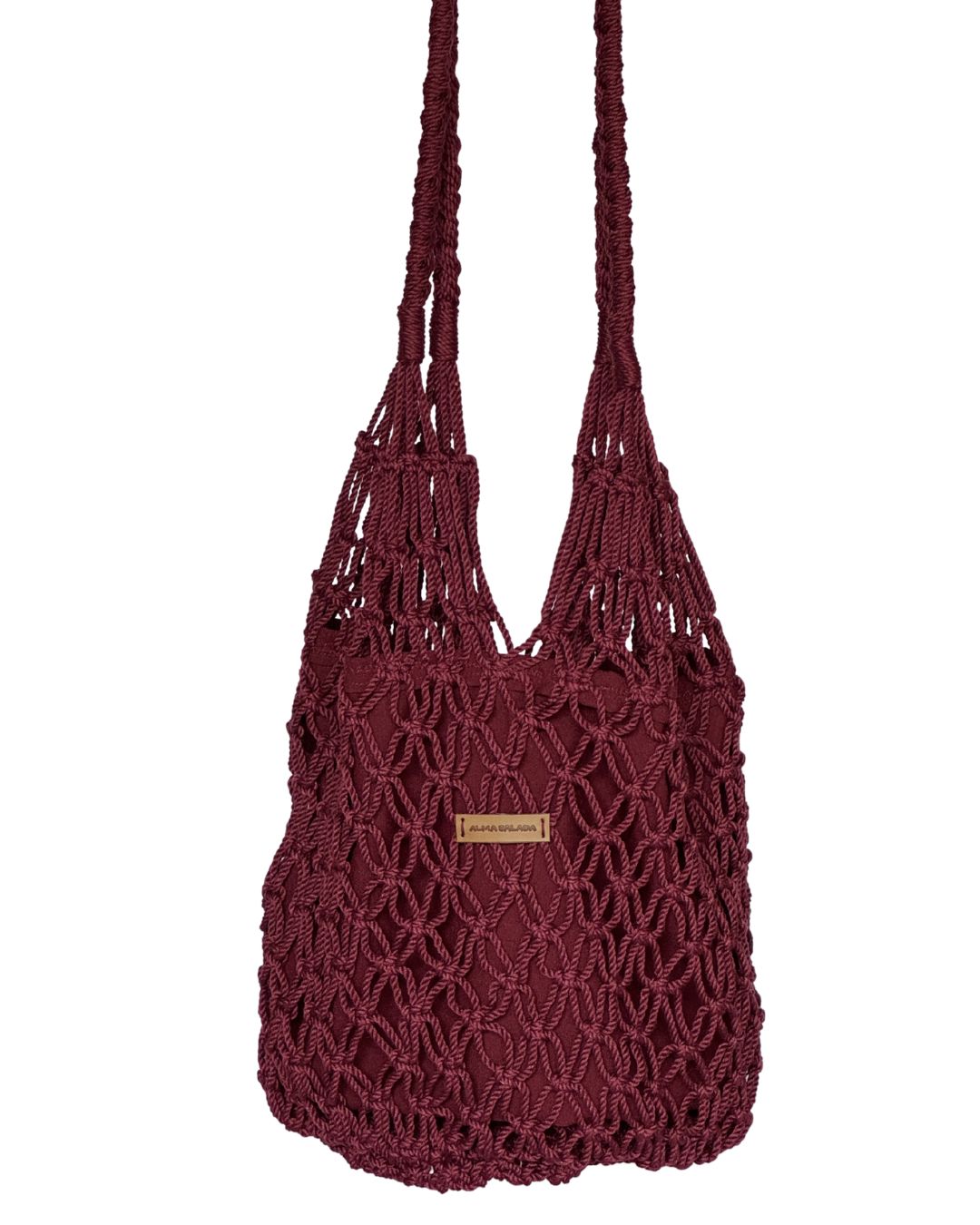 Bolso Macramé Vino Tinto