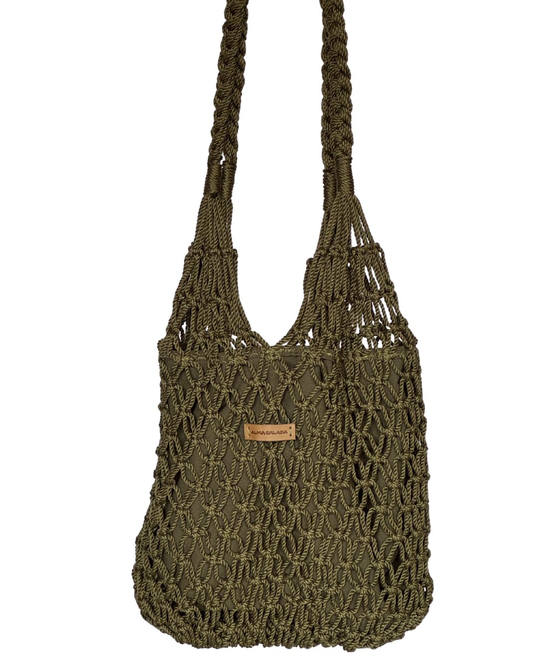 Bolso Macramé Verde Militar