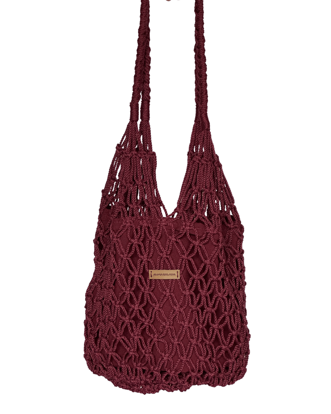 Bolso Macramé Vino Tinto